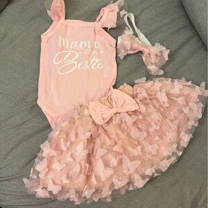 Pink Baby Outfit with Tulle Skirt and Headband